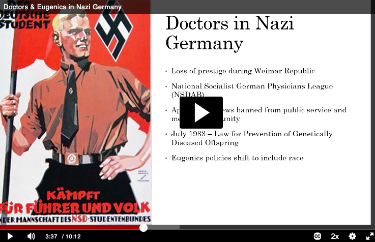 Screenshot of Max Koss's video examining eugenics in the Third Reich.