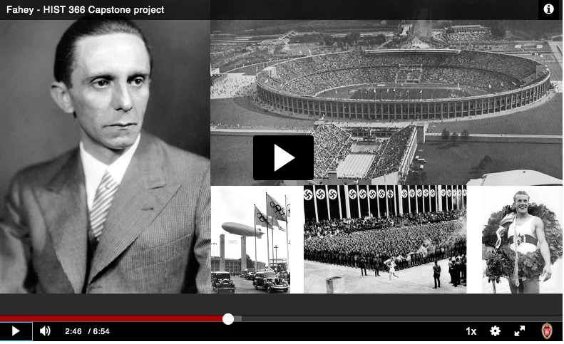 Screenshot of Megan Fahey's video project exploring the interplay between politics and sports during the "Nazi Olympics" in Berlin..
