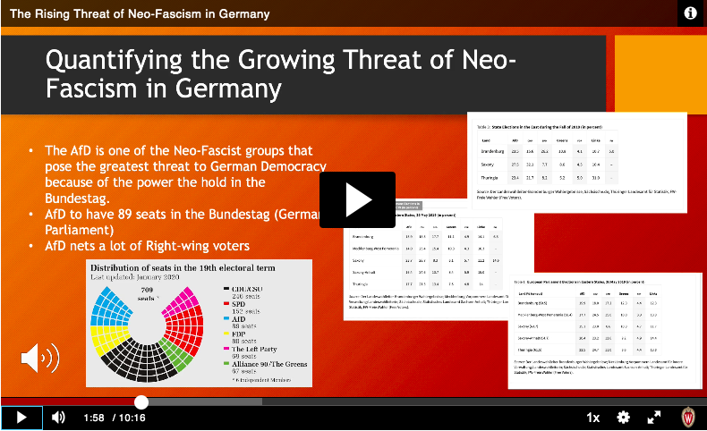 Screenshot of Hadley McSunas's video on how neo-Fascism gained ground in Germany.