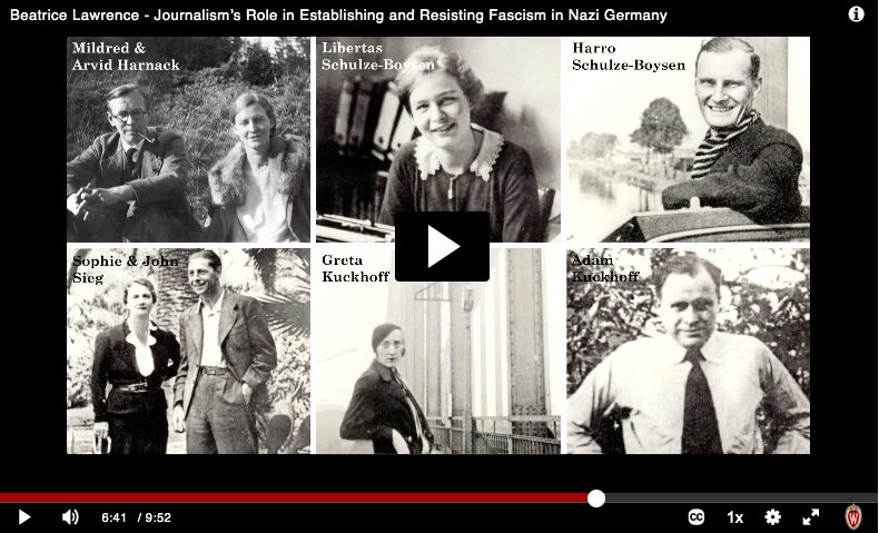 A screenshot of Beatrice Lawrence's video on journalism's role in establishing and resisting fascism in Nazi Germany.