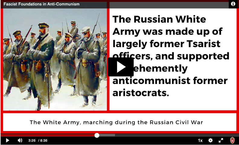 Screenshot of Em Mager's video on the importance of anti-Communist rhetoric in Fascist doctrine.